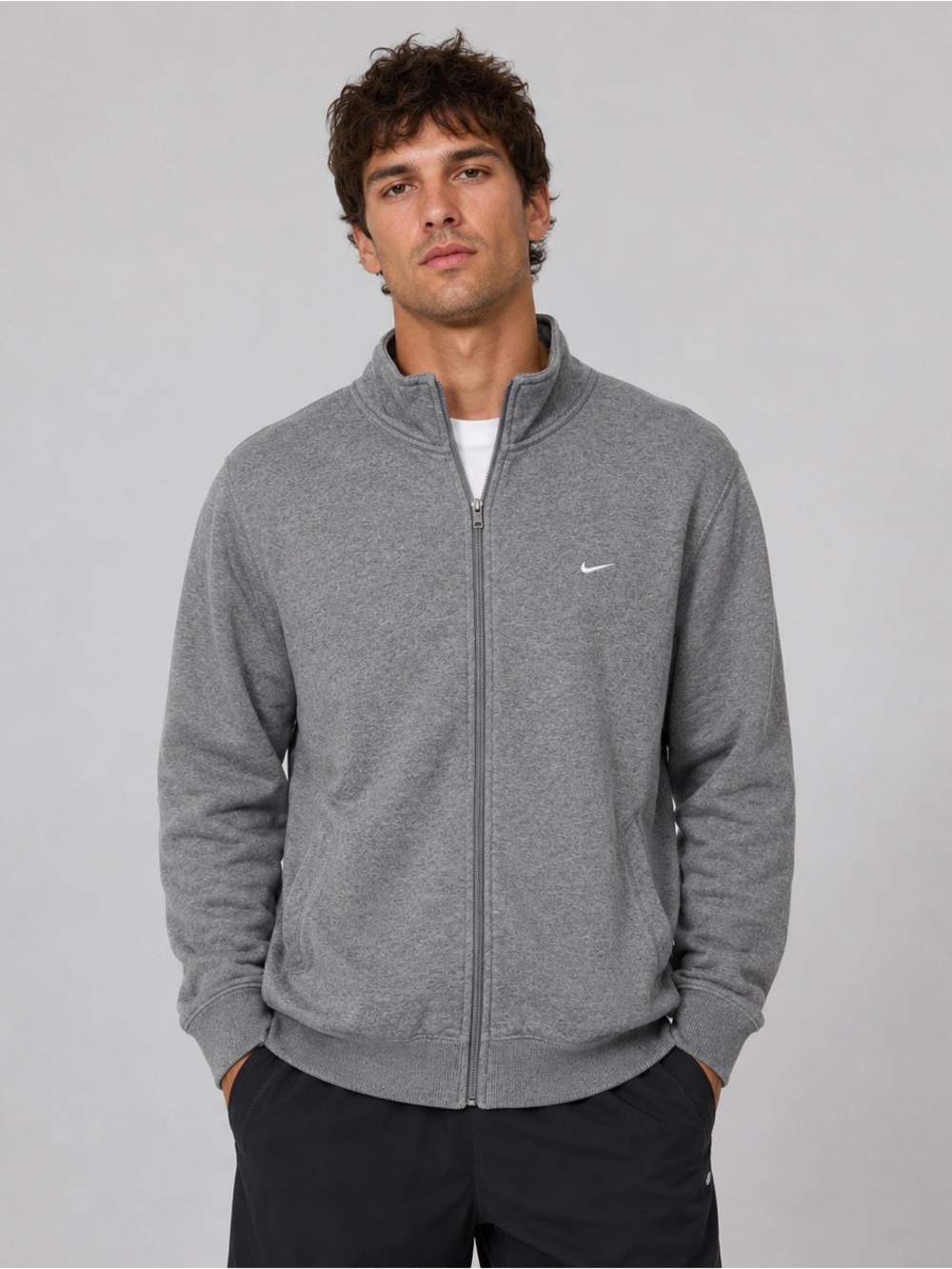 Vintage Y2K Mens Nike The Athletic Dept Gray Full Zip Sweatshirt Jacket | XL